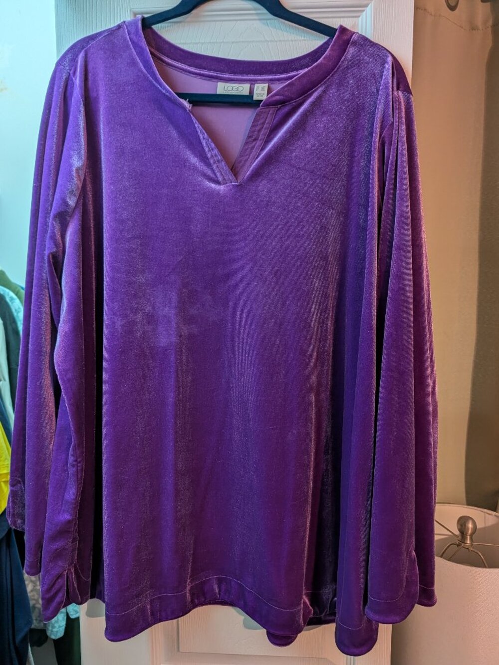 LOGO by Lori Goldstein Velvet Pullover Purple